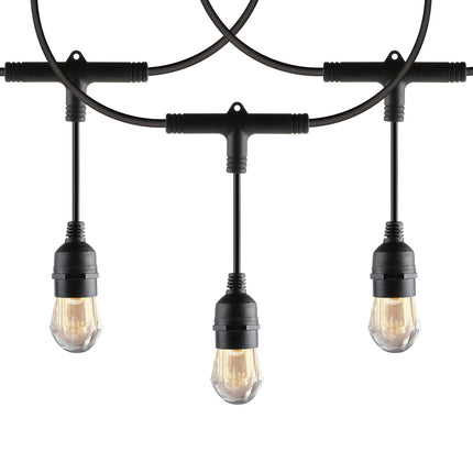 Serie de luces Aksi IP65 E27 con focos S14 Luz Cálida