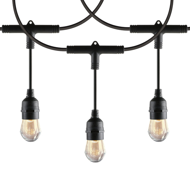 Serie de luces Aksi IP65 E27 con focos S14 Luz Cálida