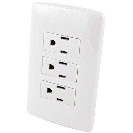 Contacto Triple Aterrizado con Placa Plástica CLASSIC