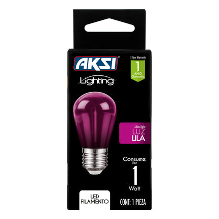Foco LED Aksi 1W S14 Base E27 Lila