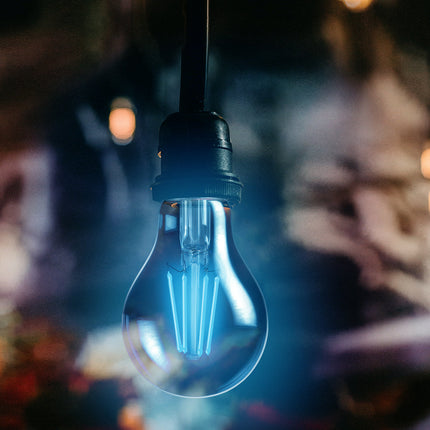 Foco LED Aksi 4W A19 Filamentos E27 Bombilla Traslúcida Azul