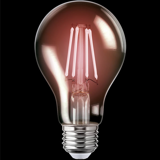 Foco LED Aksi 4W A19 Filamentos E27 Bombilla Traslúcida Rojo