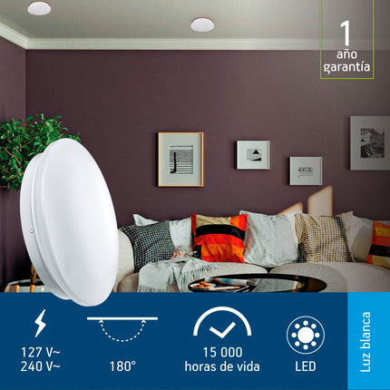 Luminario LED Aksi 24W de Sopreponer Tipo Plafón Luz Blanca