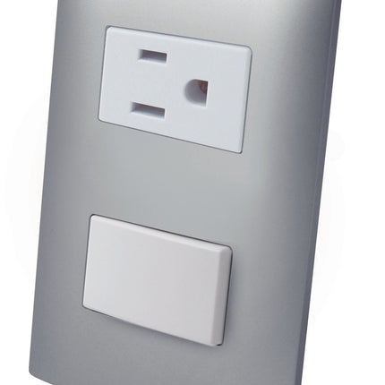 Contacto Aterrizado y Apagador Escalera de Tecla con Placa Plástica ALTIMUS