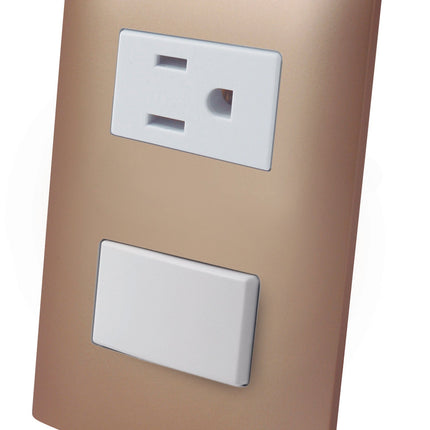 Contacto Aterrizado y Apagador Escalera de Tecla con Placa Plástica ALTIMUS