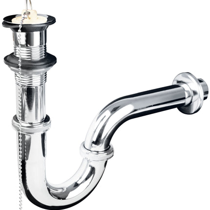 Céspol Cromado con Contra de Latón para Lavabo Tapón y Cadena 1 1/4"