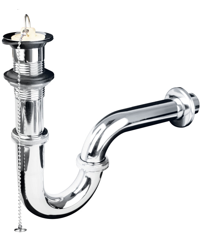 Céspol Cromado con Contra de Latón para Lavabo Tapón y Cadena 1 1/4"