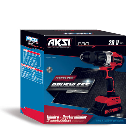 Taladro y Destornillador Inalámbrico Sin Carbones de 1/2"" / 20V Profesional