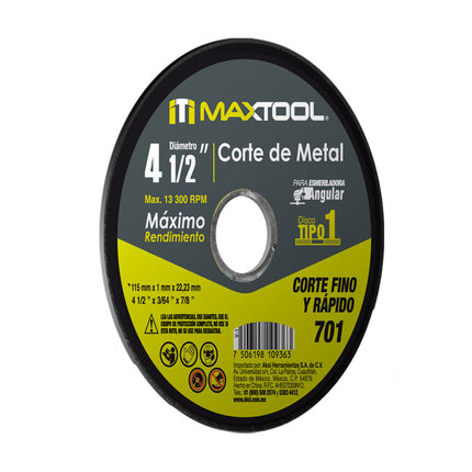 Disco para Corte de Metal Alto Rendimiento Bassic Tipo 1
