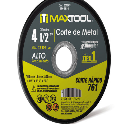 Disco para Corte de Metal Alto Rendimiento Bassic Tipo 1
