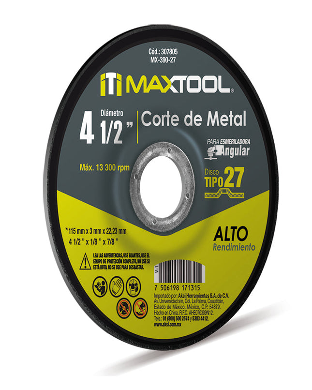 Disco para Corte de Metal Alto Rendimiento Bassic Tipo 27
