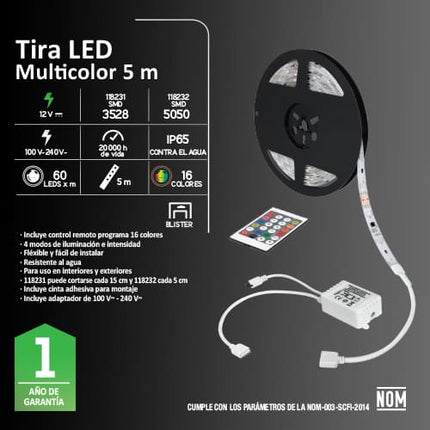 Tira LED Aksi SMD PRO para Exterior IPX6 5m RGB