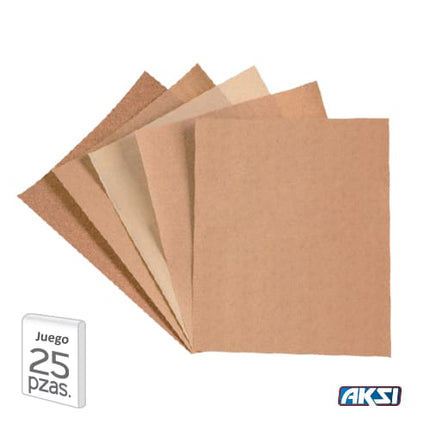 Lija para Madera Papel Cabinet caja con 25 pzs.