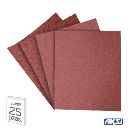 Lija de Esmeril Roja Respaldo de Tela caja con 25 pzs.