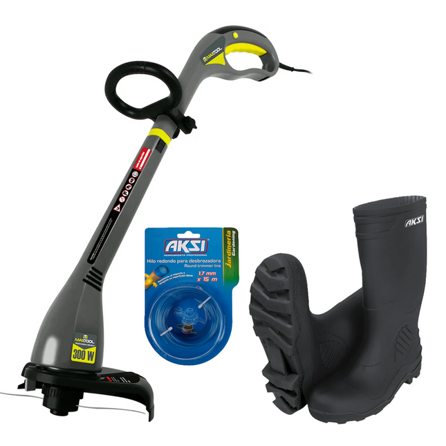 Kit Desbrozadora eléctrica+Bota Jardinera+ Hilo Redondo