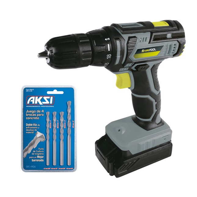 Kit Taladro Inalámbrico + Brocas para Concreto